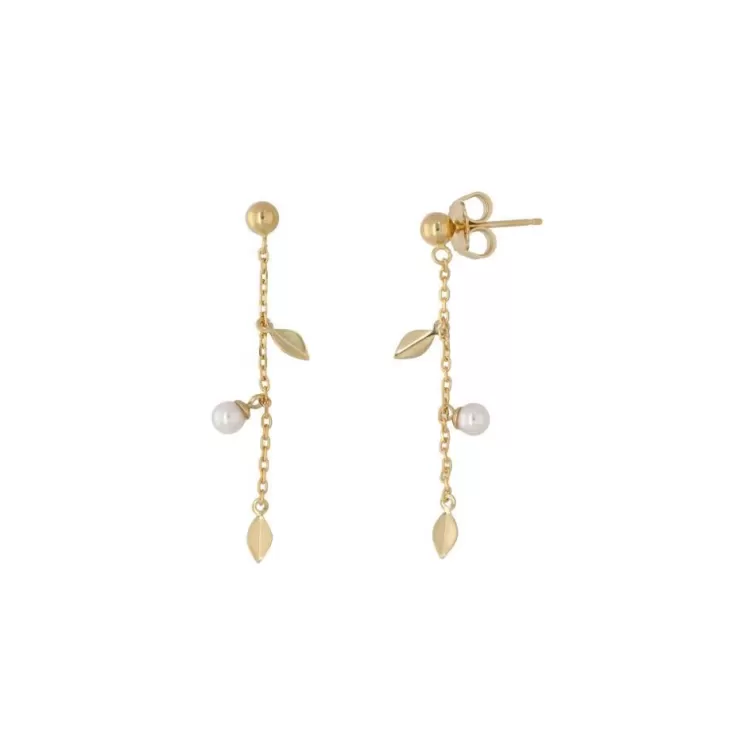 Pendientes De Perlas Largos | Majorica Pendientes Largos Romea En Plata Dorada Y Perlas