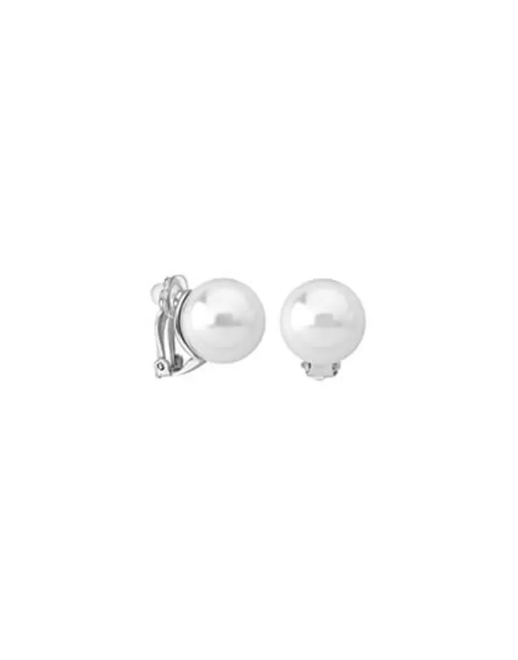 Pendientes Cortos | Majorica Pendientes Lyra Plata Con Perla 14Mm Cierre Omega