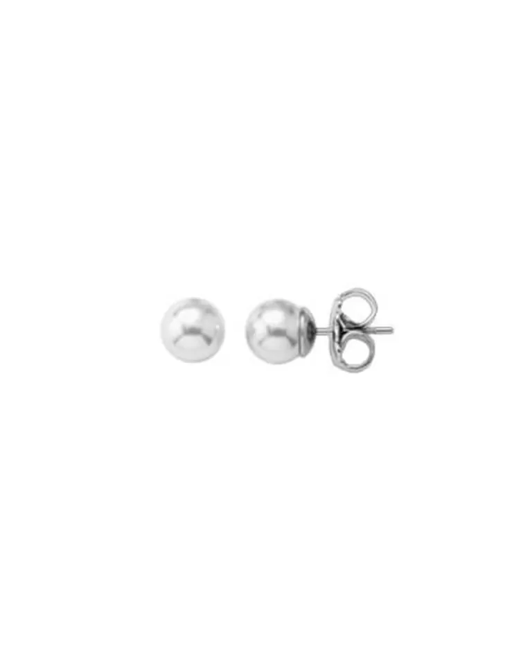 Pendientes De Botón | Majorica Pendientes Lyra Plata Con Perla Blanca 10Mm