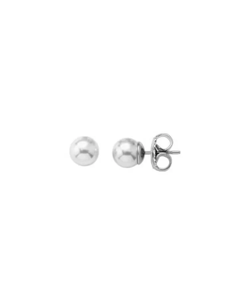 Pendientes De Botón | Majorica Pendientes Lyra Plata Con Perla Blanca 12Mm