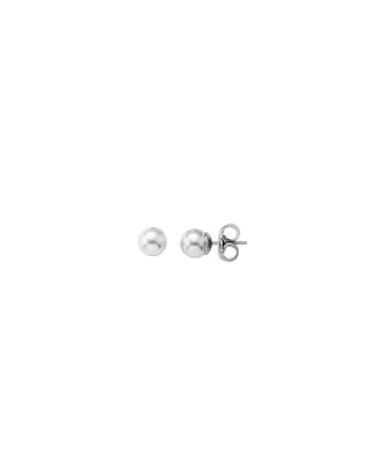 Pendientes De Botón | Majorica Pendientes Lyra Plata Con Perla Blanca 6Mm