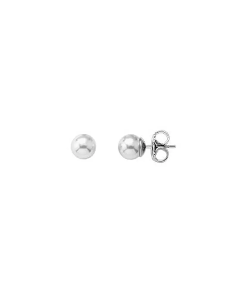 Pendientes De Botón | Majorica Pendientes Lyra Plata Con Perla Blanca 8Mm