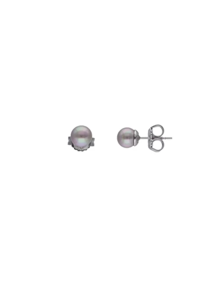 Pendientes De Botón | Majorica Pendientes Lyra Plata Con Perla Nuage 6Mm