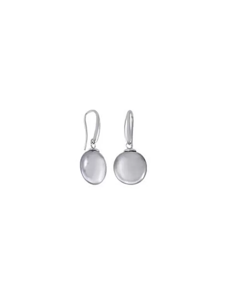 Pendientes De Perlas Largos | Majorica Pendientes Lyra Plata Con Perla Oval Gris 12Mm