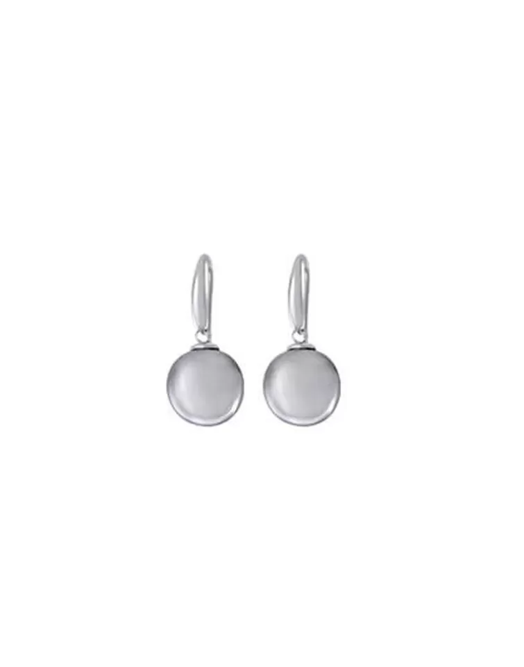 Pendientes De Perlas Largos | Majorica Pendientes Lyra Plata Con Perla Oval Gris 12Mm