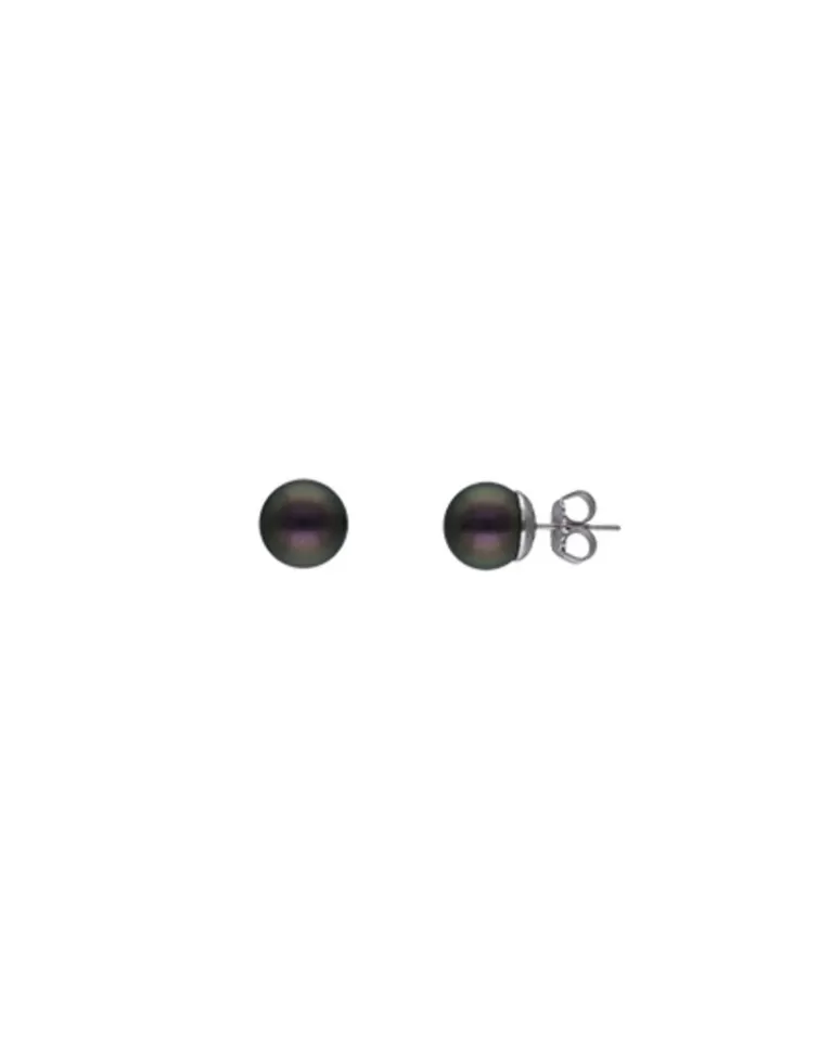 Pendientes De Botón | Majorica Pendientes Lyra Plata Con Perla Tahiti 10Mm