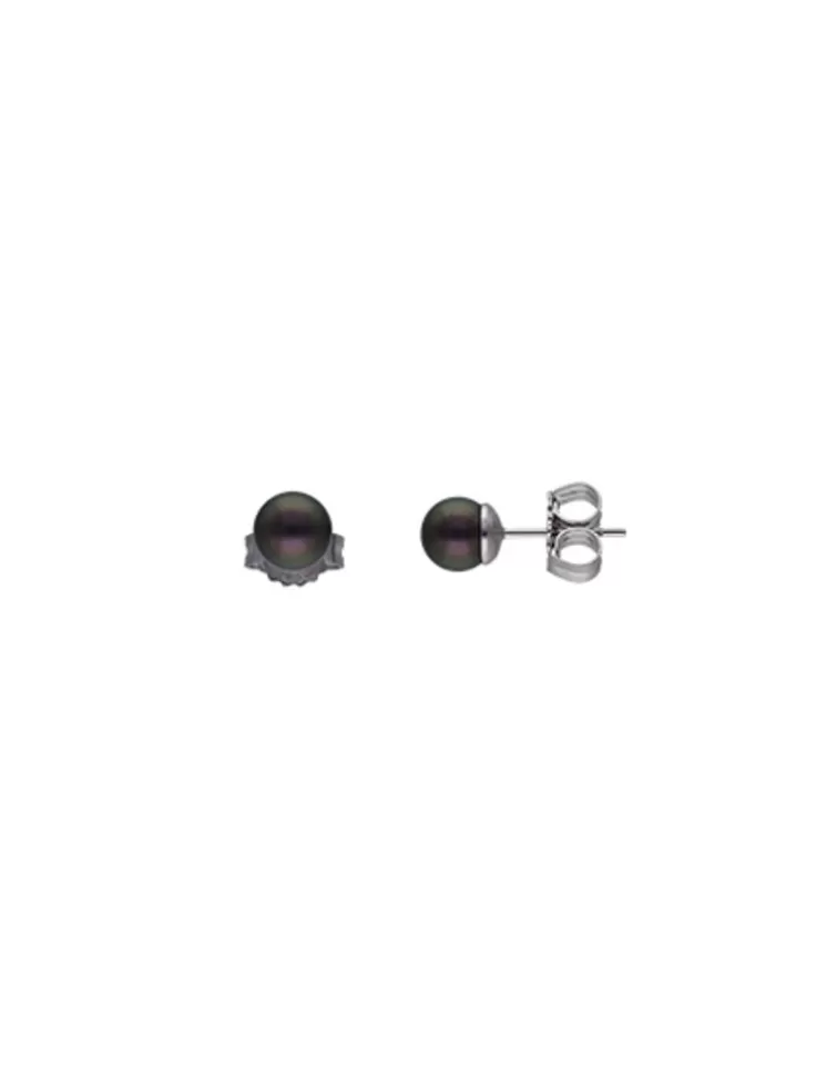 Pendientes De Botón | Majorica Pendientes Lyra Plata Con Perla Tahiti 6Mm