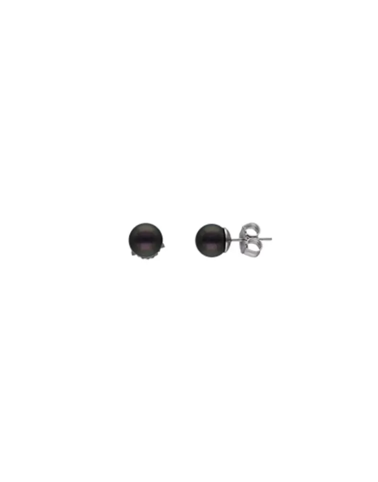 Pendientes De Botón | Majorica Pendientes Lyra Plata Con Perla Tahiti 8Mm