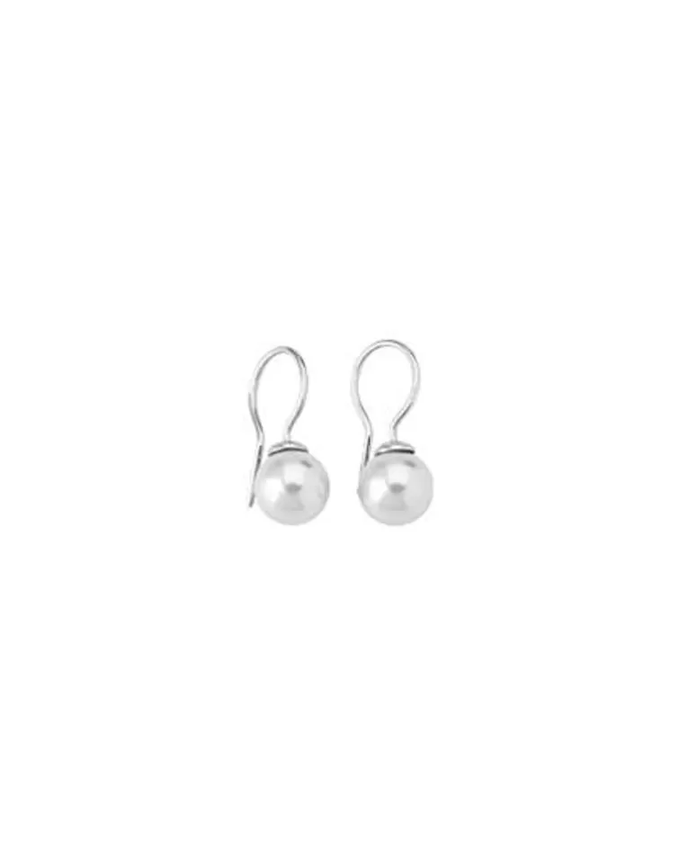 Pendientes De Perlas Largos | Majorica Pendientes Lyra Plata Largos Con Perla Blanca 9Mm