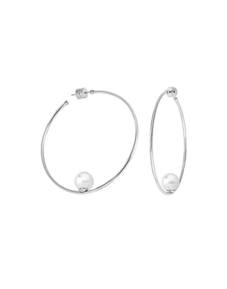Pendientes De Aro Con Perlas | Majorica Pendientes Marianela Acero Grandes