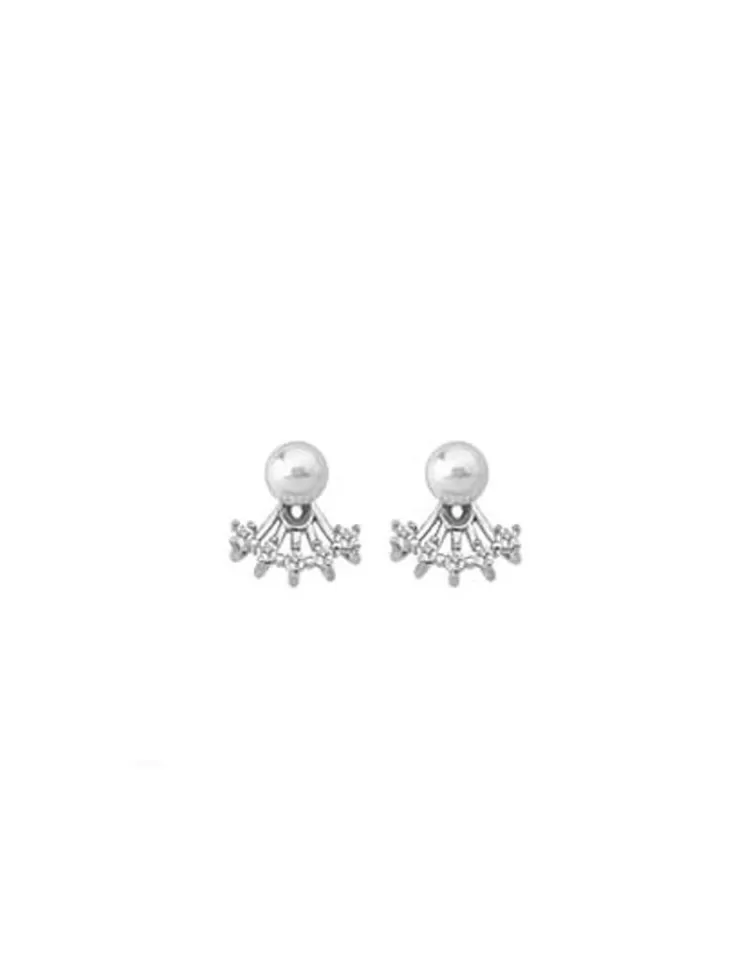 Pendientes Cortos | Majorica Pendientes Mood Plata Con Perla Blanca 6Mm Y Circonitas