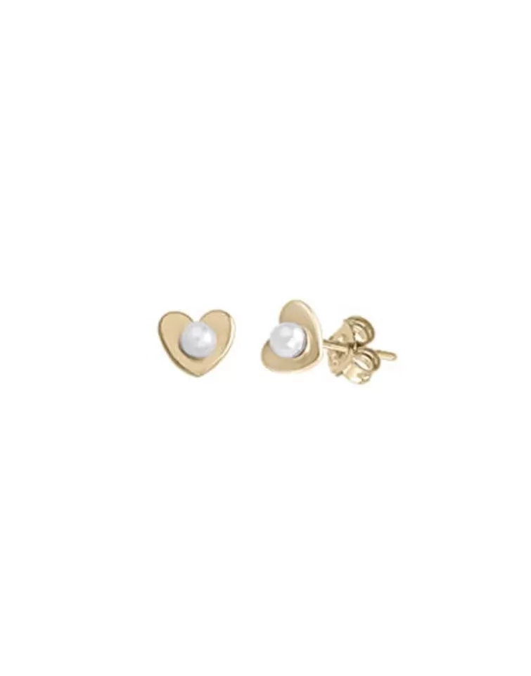 Pendientes Cortos | Majorica Pendientes Nina Pure Love Dorados