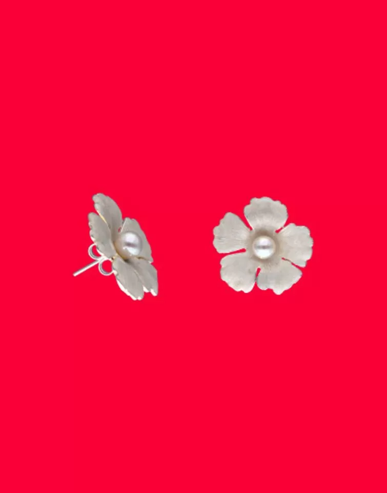Pendientes Cortos | Majorica Pendientes Novia Santorini Bianco Flor Grande Nacarada Con Perlas