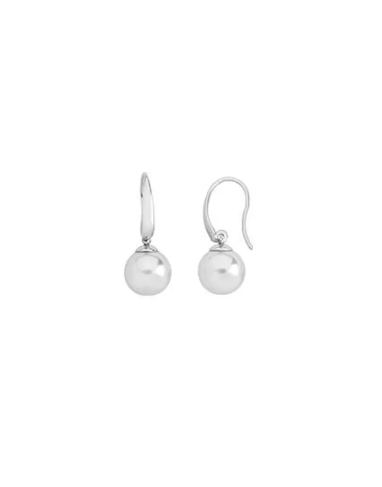 Pendientes De Perlas Largos | Majorica Pendientes Nuada Plata Con Perla Blanca 10Mm