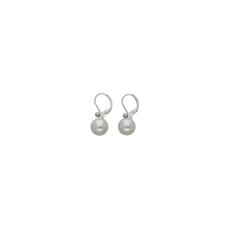 Pendientes De Perlas Largos | Majorica Pendientes Nuada Plata Perla Blanca 10Mm Cierre Frances