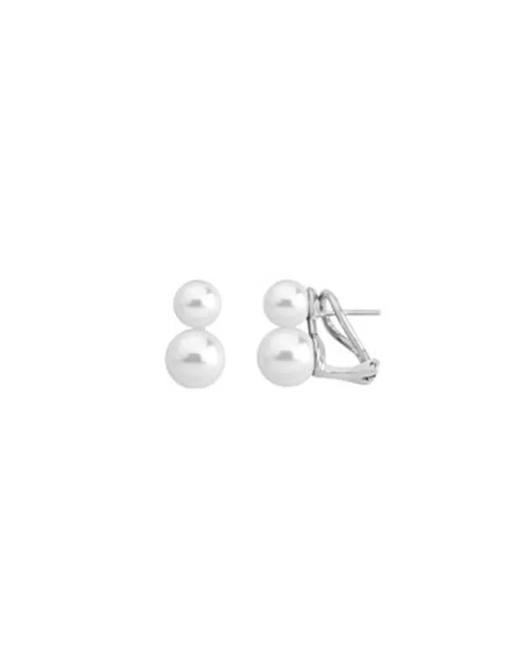 Pendientes Cortos | Majorica Pendientes Nuit Plata Con Perlas Blancas 7 Y 9Mm