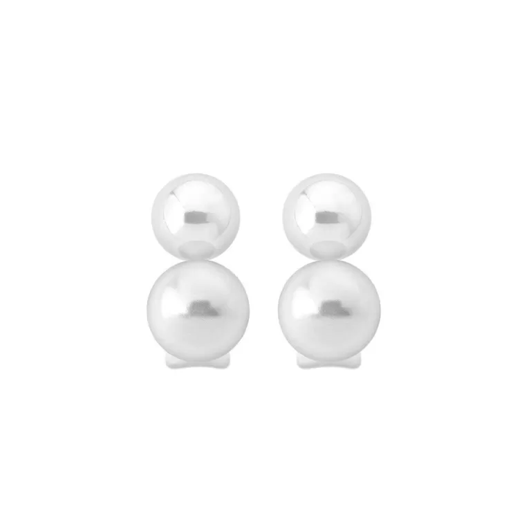 Pendientes Cortos | Majorica Pendientes Nuit Plata Con Perlas Blancas 7 Y 9Mm