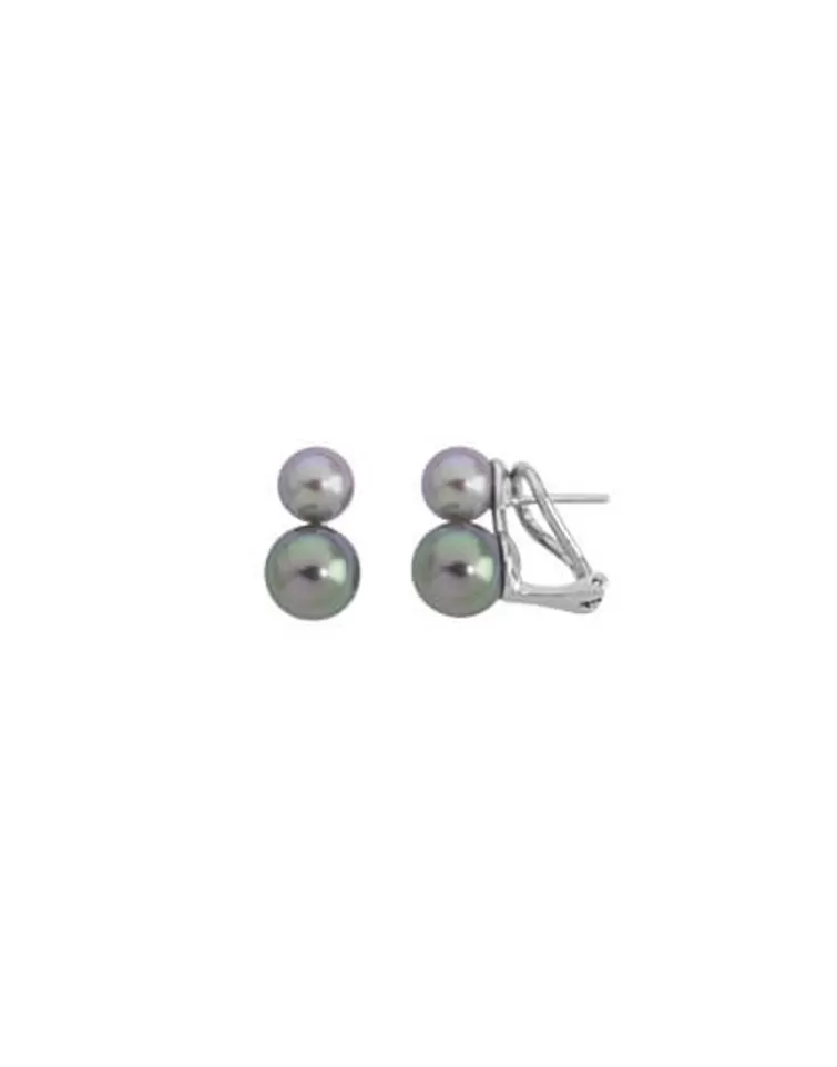 Pendientes Cortos | Majorica Pendientes Nuit Plata Con Perlas Gris Y Nuage 7 Y 9Mm