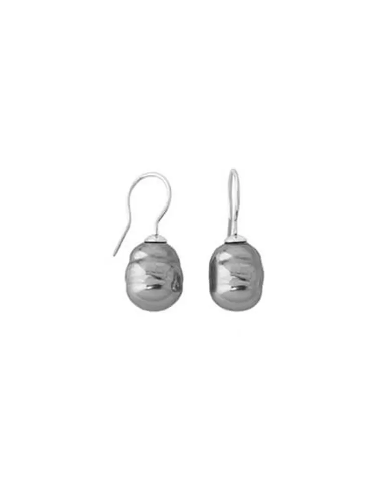 Pendientes De Perlas Largos | Majorica Pendientes Tender Plata Con Perla Barroca Gris 12Mm