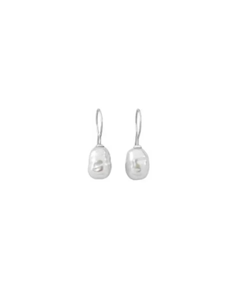 Pendientes De Perlas Largos | Majorica Pendientes Tender Plata Perla Barroca Blanca 8Mm