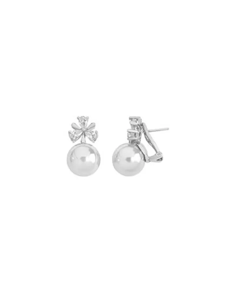 Pendientes Novia | Majorica Pendientes Venus Plata Con Perla Blanca 12Mm Y Circonitas