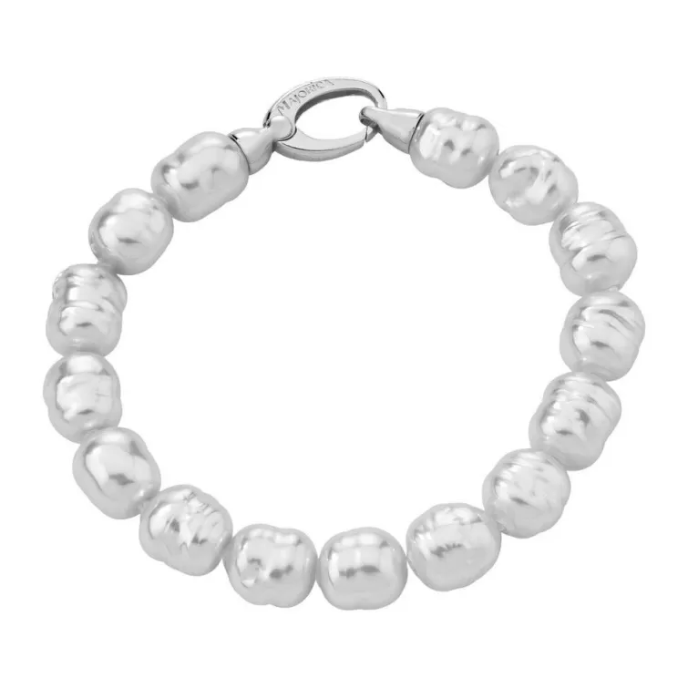 Pulseras Plata | Majorica Pulsera Agora Plata Con Perlas Barrocas Blancas 8Mm