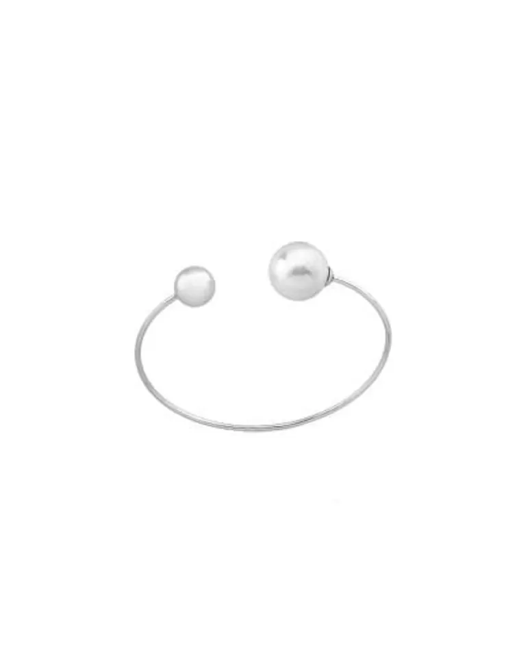 Brazaletes Rígidos | Majorica Pulsera Aura Acero Con Perla Blanca