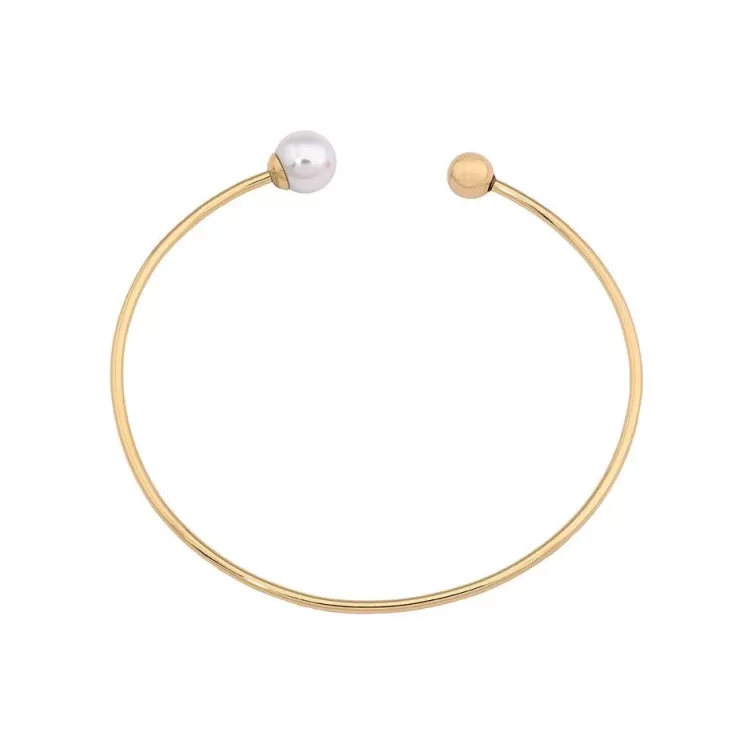Brazaletes Rígidos | Majorica Pulsera Aura Dorada Grande Perla Blanca
