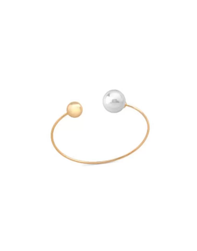 Brazaletes Rígidos | Majorica Pulsera Aura Grande Dorada Con Perla 14Mm