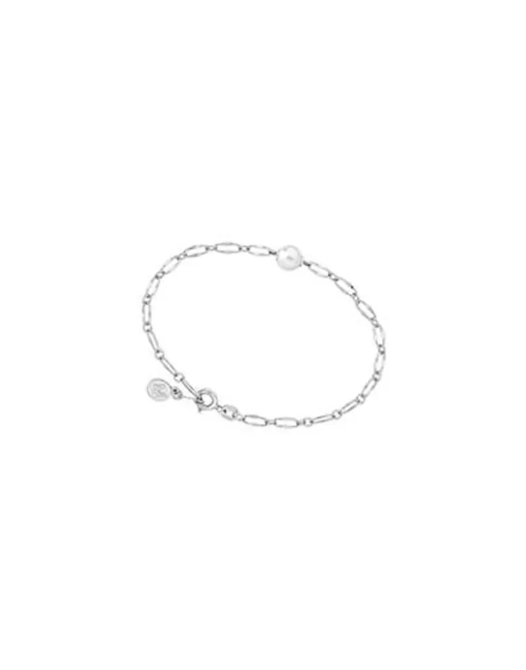 Pulseras Encadenadas | Majorica Pulsera Cies De Eslabones Plata Con Perla Blanca