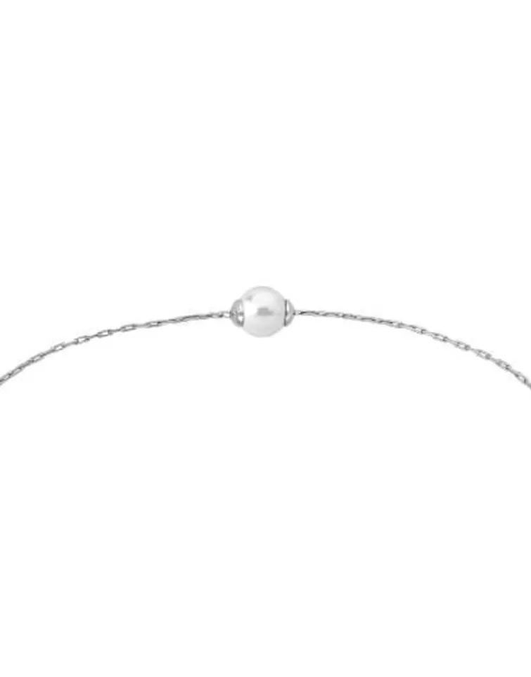Pulseras Encadenadas | Majorica Pulsera Cies En Plata Con Perla Blanca