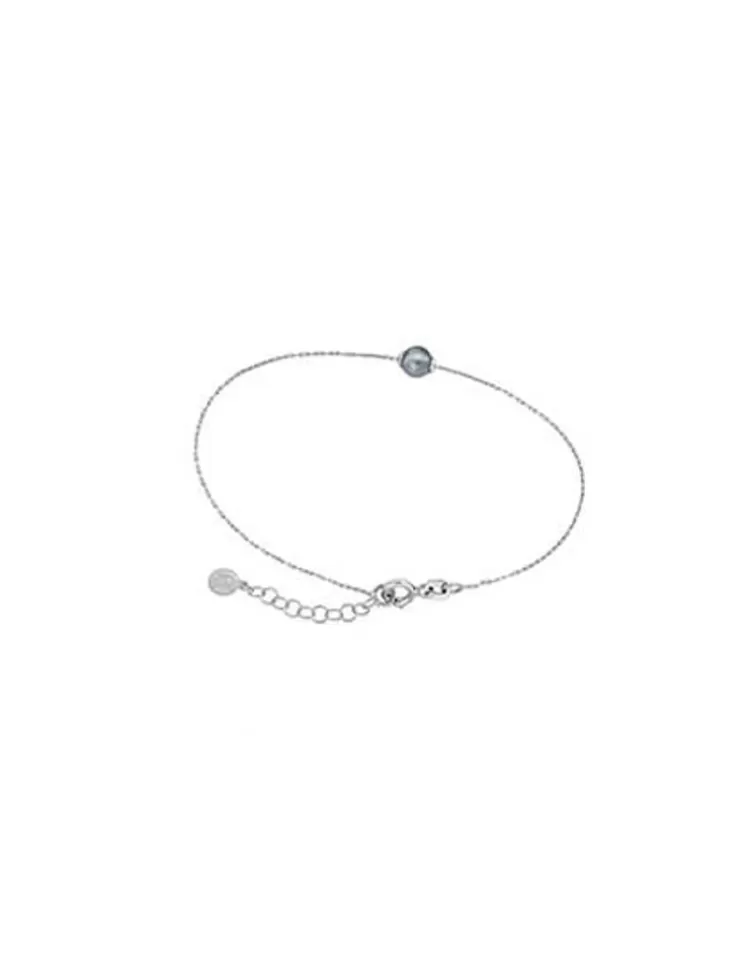 Pulseras Encadenadas | Majorica Pulsera Cies En Plata Con Perla Gris