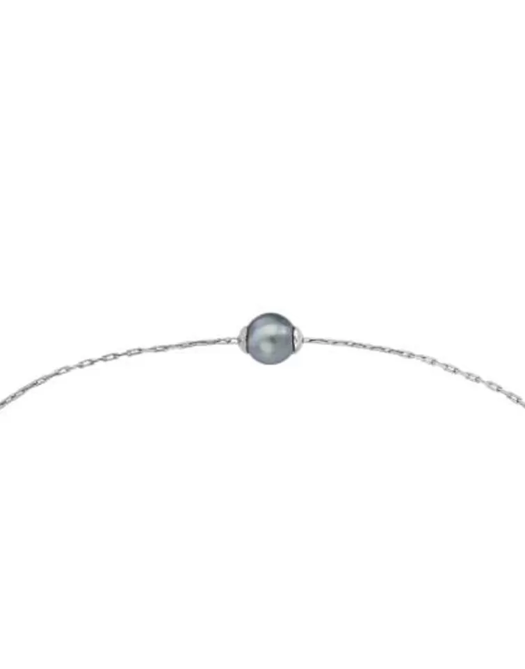 Pulseras Encadenadas | Majorica Pulsera Cies En Plata Con Perla Gris