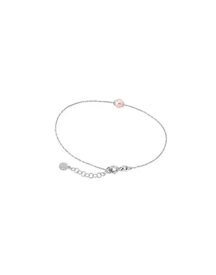 Pulseras Encadenadas | Majorica Pulsera Cies En Plata Con Perla Rosa
