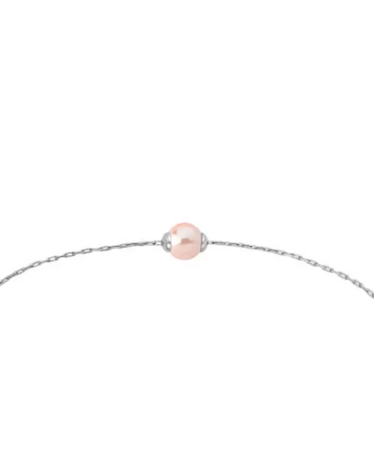 Pulseras Encadenadas | Majorica Pulsera Cies En Plata Con Perla Rosa