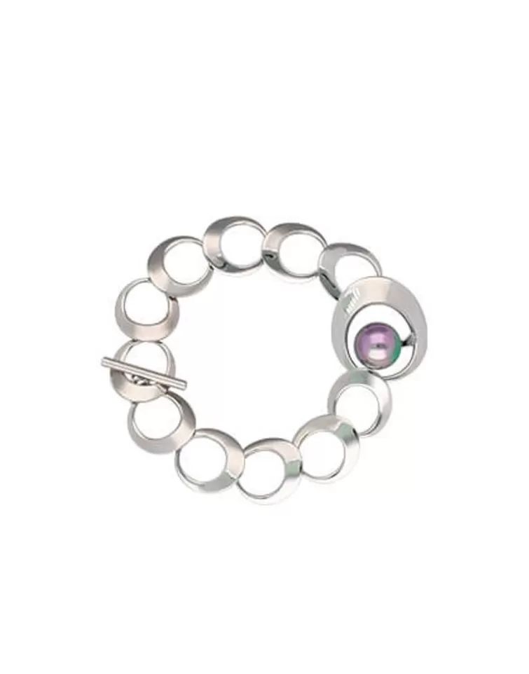 Pulseras Encadenadas | Majorica Pulsera De Acero Petra Encadenada Con Perla Gris
