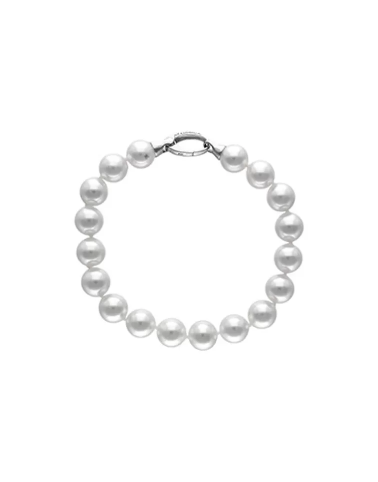 Pulseras Plata | Majorica Pulsera De Perlas Blancas Plata Lyra 10Mm