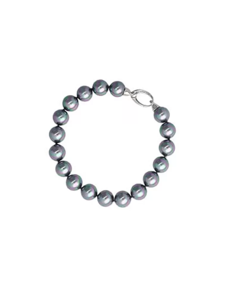 Pulseras Plata | Majorica Pulsera De Perlas Grises Lyra 10Mm
