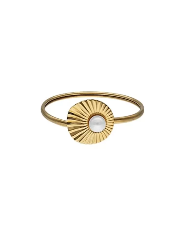 Brazaletes Rígidos | Majorica Pulsera Dorada Le Palm Con Perla Blanca