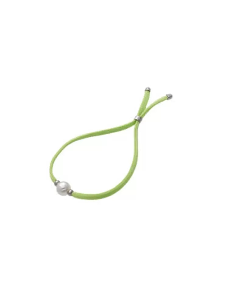 Pulseras Elásticas | Majorica Pulsera Elastica Sifnos Verde Lima Con Perla