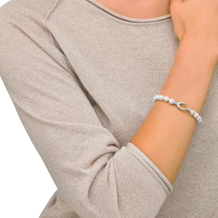 Pulseras Plata | Majorica Pulsera Lyra 7Mm Plata