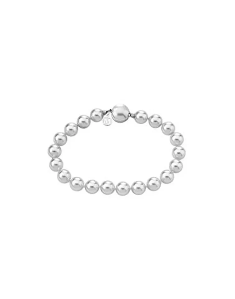Pulseras Plata | Majorica Pulsera Lyra 8Mm Plata Cierre Lengueta