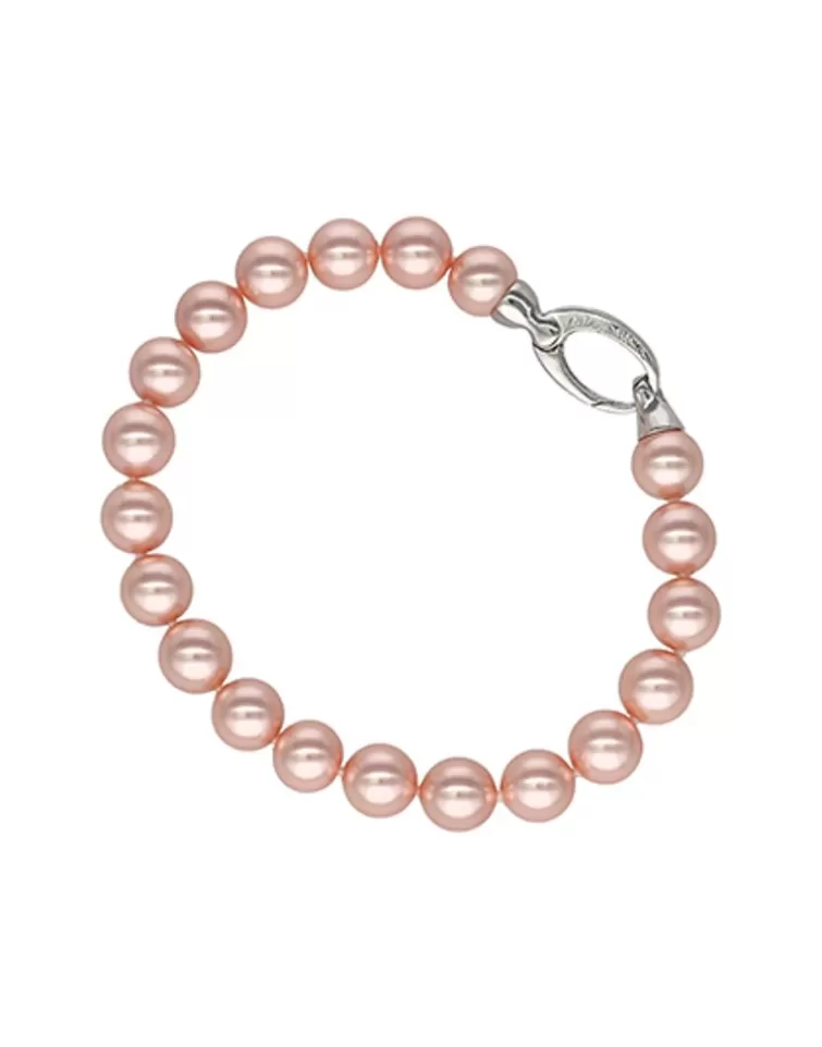 Pulseras Plata | Majorica Pulsera Lyra Perla Rosa 8Mm Plata Cierre Mosqueton