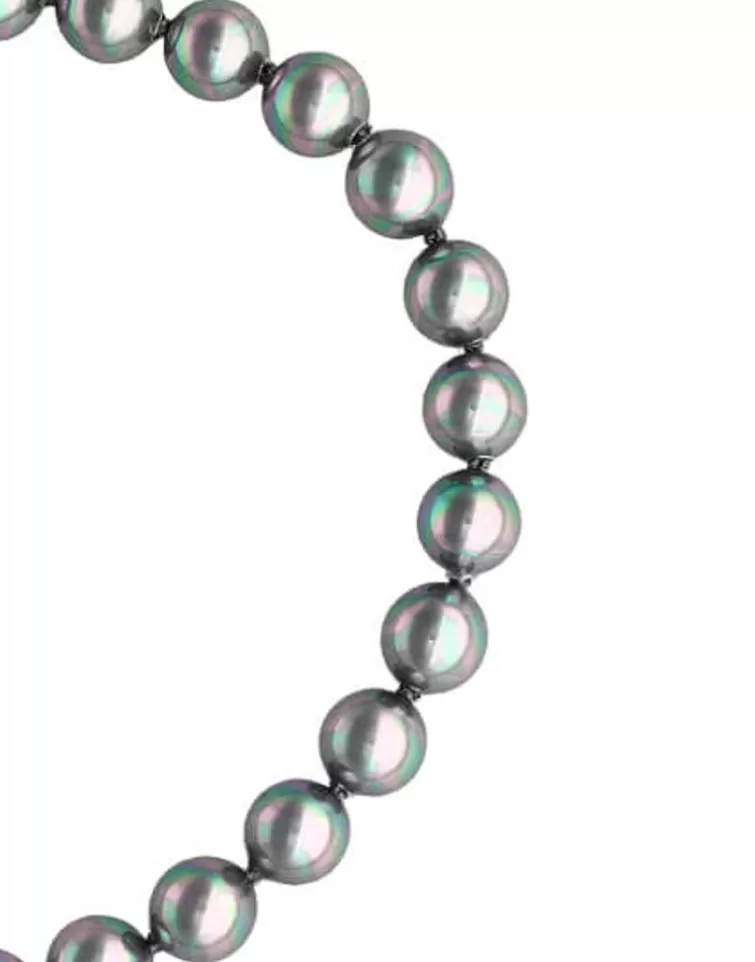 Pulseras Plata | Majorica Pulsera Lyra Plata Con Perlas Grises 6Mm