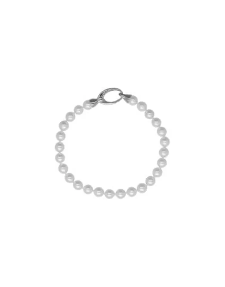 Pulseras Plata | Majorica Pulsera Lyra Plata Perlas Blancas 6Mm