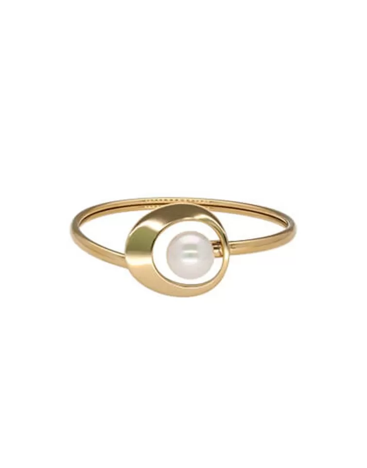 Brazaletes Rígidos | Majorica Pulsera Petra Rigida En Acero Dorado Y Perla Blanca