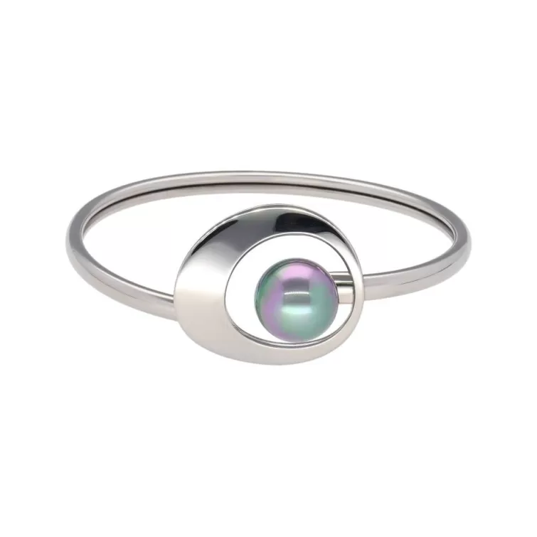 Brazaletes Rígidos | Majorica Pulsera Petra Rigida En Acero Y Perla Gris