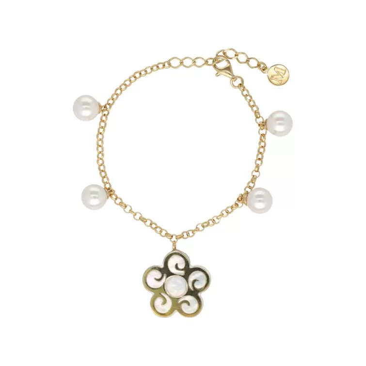 Pulseras Doradas | Majorica Pulsera Roxana En Perla Y Madreperla