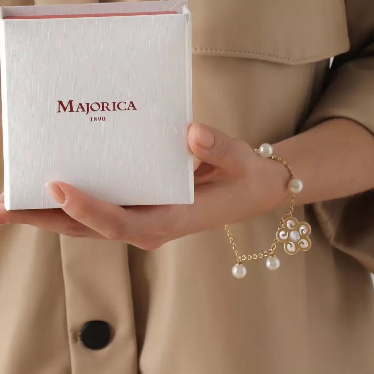 Pulseras Doradas | Majorica Pulsera Roxana En Perla Y Madreperla