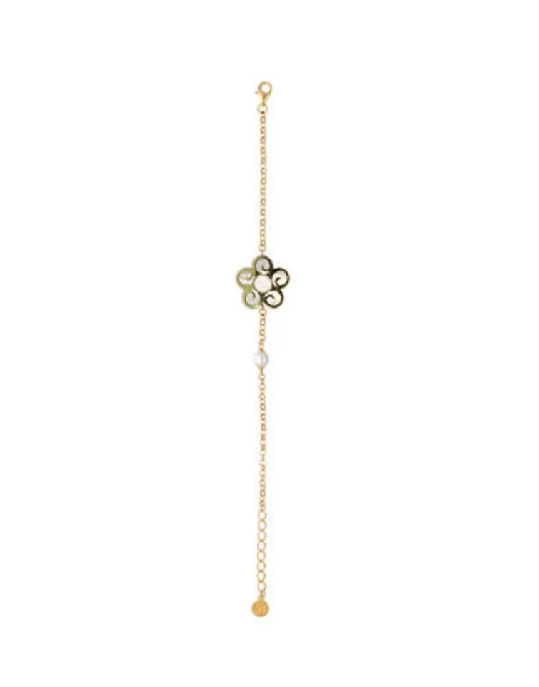 Pulseras Encadenadas | Majorica Pulsera Roxana Flor En Perla